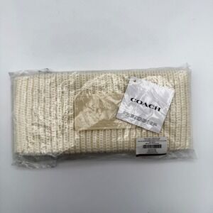 Coach Cable Knit Winter Headband Cream White Horse‎ and Carriage Logo New